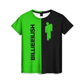 Женская футболка 3D с принтом BILLIE EILISH GLITCH в Петрозаводске, 100% полиэфир ( синтетическое хлопкоподобное полотно) | прямой крой, круглый вырез горловины, длина до линии бедер | be | billie | billie eilish | blohsh | ghoul | билли | билли айлиш