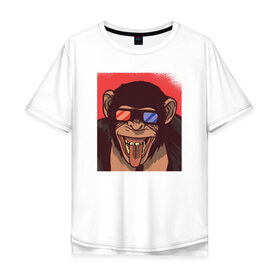 Мужская футболка хлопок Oversize с принтом Обезьяна 3D в Петрозаводске, 100% хлопок | свободный крой, круглый ворот, “спинка” длиннее передней части | 3d | 3д | monkey | горилла | гориллы | кинотеатр | обезьяна | обезьяны