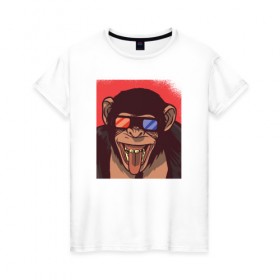 Женская футболка хлопок с принтом Обезьяна 3D в Петрозаводске, 100% хлопок | прямой крой, круглый вырез горловины, длина до линии бедер, слегка спущенное плечо | 3d | 3д | monkey | горилла | гориллы | кинотеатр | обезьяна | обезьяны
