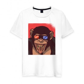 Мужская футболка хлопок с принтом Обезьяна 3D в Петрозаводске, 100% хлопок | прямой крой, круглый вырез горловины, длина до линии бедер, слегка спущенное плечо. | 3d | 3д | monkey | горилла | гориллы | кинотеатр | обезьяна | обезьяны