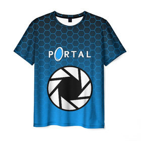 Мужская футболка 3D с принтом PORTAL в Петрозаводске, 100% полиэфир | прямой крой, круглый вырез горловины, длина до линии бедер | glados | half life. | portal | пиктограммы | портал | телепорт