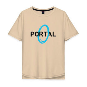 Мужская футболка хлопок Oversize с принтом PORTAL в Петрозаводске, 100% хлопок | свободный крой, круглый ворот, “спинка” длиннее передней части | glados | half life. | portal | пиктограммы | портал | телепорт