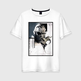 Женская футболка хлопок Oversize с принтом Big Boss MGS в Петрозаводске, 100% хлопок | свободный крой, круглый ворот, спущенный рукав, длина до линии бедер
 | art | big boss | game | metal gear | metal gear solid | mgs | кодзима гений