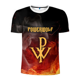 Мужская футболка 3D спортивная с принтом POWERWOLF в Петрозаводске, 100% полиэстер с улучшенными характеристиками | приталенный силуэт, круглая горловина, широкие плечи, сужается к линии бедра | powerwolf | wolf | метал | пауэр метал. | повервольф | поверфульф | рок | хэви металб