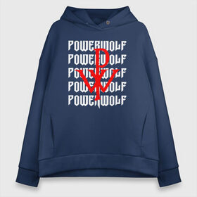 Женское худи Oversize хлопок с принтом POWERWOLF в Петрозаводске, френч-терри — 70% хлопок, 30% полиэстер. Мягкий теплый начес внутри —100% хлопок | боковые карманы, эластичные манжеты и нижняя кромка, капюшон на магнитной кнопке | powerwolf | wolf | метал | пауэр метал. | повервольф | поверфульф | рок | хэви металб