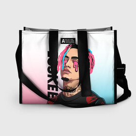 Сумка-шоппер 3D с принтом Lil Pump в Петрозаводске, 100% полиэстер | застегивается на металлическую кнопку; внутренний карман застегивается на молнию. Стенки укреплены специальным мягким материалом, чтобы защитить содержимое от несильных ударов
 | esskeetit | gazzy garcia | gucci gang | lil pump | lilpump | газзи гарсия | лил памп | рэп | рэпер | эшкере