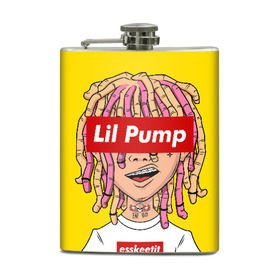 Фляга с принтом Lil Pump в Петрозаводске, металлический корпус | емкость 0,22 л, размер 125 х 94 мм. Виниловая наклейка запечатывается полностью | Тематика изображения на принте: esskeetit | gazzy garcia | gucci gang | lil pump | lilpump | газзи гарсия | лил памп | рэп | рэпер | эшкере