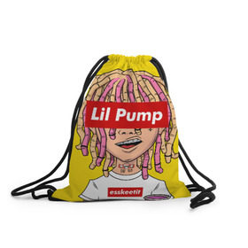 Рюкзак-мешок 3D с принтом Lil Pump в Петрозаводске, 100% полиэстер | плотность ткани — 200 г/м2, размер — 35 х 45 см; лямки — толстые шнурки, застежка на шнуровке, без карманов и подкладки | Тематика изображения на принте: esskeetit | gazzy garcia | gucci gang | lil pump | lilpump | газзи гарсия | лил памп | рэп | рэпер | эшкере