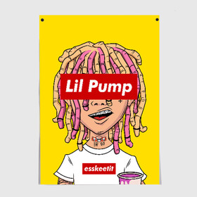 Постер с принтом Lil Pump в Петрозаводске, 100% бумага
 | бумага, плотность 150 мг. Матовая, но за счет высокого коэффициента гладкости имеет небольшой блеск и дает на свету блики, но в отличии от глянцевой бумаги не покрыта лаком | esskeetit | gazzy garcia | gucci gang | lil pump | lilpump | газзи гарсия | лил памп | рэп | рэпер | эшкере