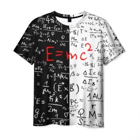 Мужская футболка 3D с принтом E=mc2 в Петрозаводске, 100% полиэфир | прямой крой, круглый вырез горловины, длина до линии бедер | emc 2 | emc2 | знаменитые формулы | физика | формулы | эйнштейн