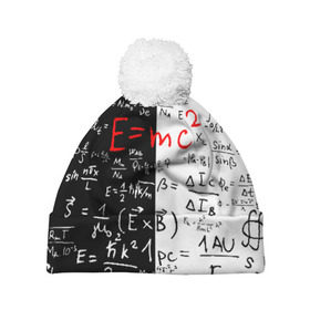 Шапка 3D c помпоном с принтом E=mc2 в Петрозаводске, 100% полиэстер | универсальный размер, печать по всей поверхности изделия | emc 2 | emc2 | знаменитые формулы | физика | формулы | эйнштейн