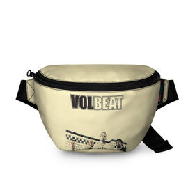 Поясная сумка 3D с принтом Volbeat в Петрозаводске, 100% полиэстер | плотная ткань, ремень с регулируемой длиной, внутри несколько карманов для мелочей, основное отделение и карман с обратной стороны сумки застегиваются на молнию | groove metal | hardcore | psychobilly | volbeat | волбит