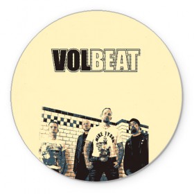 Коврик для мышки круглый с принтом Volbeat в Петрозаводске, резина и полиэстер | круглая форма, изображение наносится на всю лицевую часть | groove metal | hardcore | psychobilly | volbeat | волбит