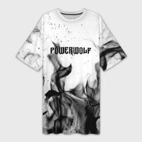 Платье-футболка 3D с принтом POWERWOLF в Петрозаводске,  |  | powerwolf | wolf | метал | пауэр метал. | повервольф | поверфульф | рок | хэви металб