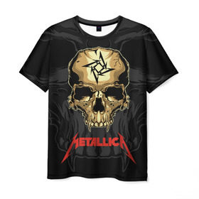Мужская футболка 3D с принтом Metallica в Петрозаводске, 100% полиэфир | прямой крой, круглый вырез горловины, длина до линии бедер | american | james hetfield | kirk hammett | l | metal band | metallic | metallica | music | robot | rock | scales | sitting | skeleton | skull | throne | американская | джеймс хетфилд | кирк хэмметт | ларс ульрих | логотип | метал группа | металл