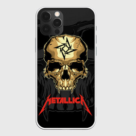 Чехол для iPhone 12 Pro с принтом Metallica  в Петрозаводске, силикон | область печати: задняя сторона чехла, без боковых панелей | american | james hetfield | kirk hammett | l | metal band | metallic | metallica | music | robot | rock | scales | sitting | skeleton | skull | throne | американская | джеймс хетфилд | кирк хэмметт | ларс ульрих | логотип | метал группа | металл