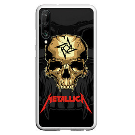 Чехол для Honor P30 с принтом Metallica в Петрозаводске, Силикон | Область печати: задняя сторона чехла, без боковых панелей | american | james hetfield | kirk hammett | l | metal band | metallic | metallica | music | robot | rock | scales | sitting | skeleton | skull | throne | американская | джеймс хетфилд | кирк хэмметт | ларс ульрих | логотип | метал группа | металл