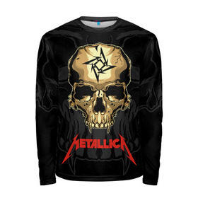 Мужской лонгслив 3D с принтом Metallica в Петрозаводске, 100% полиэстер | длинные рукава, круглый вырез горловины, полуприлегающий силуэт | american | james hetfield | kirk hammett | l | metal band | metallic | metallica | music | robot | rock | scales | sitting | skeleton | skull | throne | американская | джеймс хетфилд | кирк хэмметт | ларс ульрих | логотип | метал группа | металл