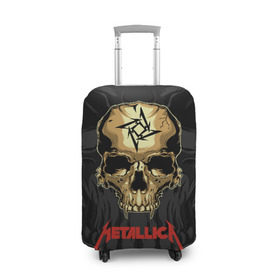 Чехол для чемодана 3D с принтом Metallica в Петрозаводске, 86% полиэфир, 14% спандекс | двустороннее нанесение принта, прорези для ручек и колес | american | james hetfield | kirk hammett | l | metal band | metallic | metallica | music | robot | rock | scales | sitting | skeleton | skull | throne | американская | джеймс хетфилд | кирк хэмметт | ларс ульрих | логотип | метал группа | металл