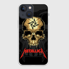 Чехол для iPhone 13 mini с принтом Metallica в Петрозаводске,  |  | american | james hetfield | kirk hammett | l | metal band | metallic | metallica | music | robot | rock | scales | sitting | skeleton | skull | throne | американская | джеймс хетфилд | кирк хэмметт | ларс ульрих | логотип | метал группа | металл