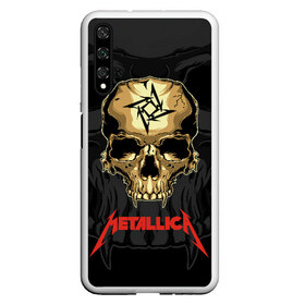 Чехол для Honor 20 с принтом Metallica в Петрозаводске, Силикон | Область печати: задняя сторона чехла, без боковых панелей | american | james hetfield | kirk hammett | l | metal band | metallic | metallica | music | robot | rock | scales | sitting | skeleton | skull | throne | американская | джеймс хетфилд | кирк хэмметт | ларс ульрих | логотип | метал группа | металл