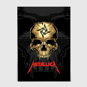 Постер с принтом Metallica  в Петрозаводске, 100% бумага
 | бумага, плотность 150 мг. Матовая, но за счет высокого коэффициента гладкости имеет небольшой блеск и дает на свету блики, но в отличии от глянцевой бумаги не покрыта лаком | american | james hetfield | kirk hammett | l | metal band | metallic | metallica | music | robot | rock | scales | sitting | skeleton | skull | throne | американская | джеймс хетфилд | кирк хэмметт | ларс ульрих | логотип | метал группа | металл