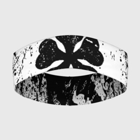 Повязка на голову 3D с принтом Черный Клевер испачканный фон в Петрозаводске,  |  | asta | black bull | black clover | bull | clover | аста | бык | клевер | чёрный бык | чёрный клевер