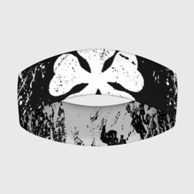 Повязка на голову 3D с принтом Черный клевер лого в Петрозаводске,  |  | asta | black bull | black clover | bull | clover | аста | бык | клевер | чёрный бык | чёрный клевер