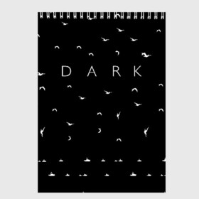 Скетчбук с принтом DARK - Birds (Тьма) в Петрозаводске, 100% бумага
 | 48 листов, плотность листов — 100 г/м2, плотность картонной обложки — 250 г/м2. Листы скреплены сверху удобной пружинной спиралью | 1921 | 1953 | 1986 | 2019 | 2052 | dark | future | jonas | logo | mikkel | mundus | no future | portal | sic | будущего | йонас | лого | логотип | миккель | надпись | нет | портал | сериал | сериалы | символ | тьма