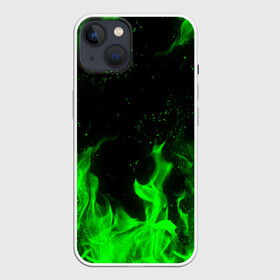 Чехол для iPhone 13 с принтом ЗЕЛЁНЫЙ ОГОНЬ | GREEN FIRE в Петрозаводске,  |  | Тематика изображения на принте: bright | fire | flame | heat | light | wildfire | искры | огненный | огонь | пламя | пожар