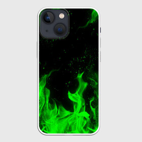 Чехол для iPhone 13 mini с принтом ЗЕЛЁНЫЙ ОГОНЬ | GREEN FIRE в Петрозаводске,  |  | Тематика изображения на принте: bright | fire | flame | heat | light | wildfire | искры | огненный | огонь | пламя | пожар