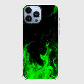 Чехол для iPhone 13 Pro Max с принтом ЗЕЛЁНЫЙ ОГОНЬ | GREEN FIRE в Петрозаводске,  |  | Тематика изображения на принте: bright | fire | flame | heat | light | wildfire | искры | огненный | огонь | пламя | пожар