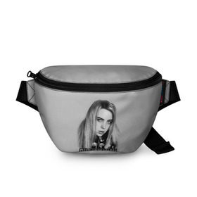 Поясная сумка 3D с принтом BILLIE EILISH в Петрозаводске, 100% полиэстер | плотная ткань, ремень с регулируемой длиной, внутри несколько карманов для мелочей, основное отделение и карман с обратной стороны сумки застегиваются на молнию | ayelish | bad guy | bellyache | bilie eilish | bilie elish | billie | billie eilish | eilish | electronic | elish | music | били айлиш | билли айлиш | эйлиш | элиш