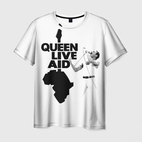 Мужская футболка 3D с принтом Queen LIVE AID в Петрозаводске, 100% полиэфир | прямой крой, круглый вырез горловины, длина до линии бедер | bohemian | brian | freddie | john | mercury | must go on | queen | rhapsody | roger | taylor | the miracle | the show | богемская | рапсодия | роджер тейлор | фредди меркьюри