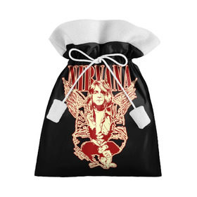 Подарочный 3D мешок с принтом Nirvana в Петрозаводске, 100% полиэстер | Размер: 29*39 см | bleach | blew | cobain | dave | geffen | hormoaning | in utero | incesticide | krist | kurt | nevermind | nirvana | novoselic | rock | vevo | геффен | курт кобейн | нирвана | рок
