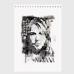 Скетчбук с принтом Kurt Cobain в Петрозаводске, 100% бумага
 | 48 листов, плотность листов — 100 г/м2, плотность картонной обложки — 250 г/м2. Листы скреплены сверху удобной пружинной спиралью | bleach | blew | cobain | dave | geffen | hormoaning | in utero | incesticide | krist | kurt | nevermind | nirvana | novoselic | rock | vevo | геффен | курт кобейн | нирвана | рок