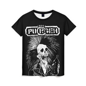Женская футболка 3D с принтом Purgen в Петрозаводске, 100% полиэфир ( синтетическое хлопкоподобное полотно) | прямой крой, круглый вырез горловины, длина до линии бедер | punks | purgen | панки | пурген