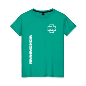 Женская футболка хлопок с принтом RAMMSTEIN (НА СПИНЕ) в Петрозаводске, 100% хлопок | прямой крой, круглый вырез горловины, длина до линии бедер, слегка спущенное плечо | rammstein | рамштайн