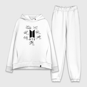 Женский костюм хлопок Oversize с принтом BTS АВТОГРАФЫ в Петрозаводске,  |  | bangtan boys | bt21 | bts | бтс