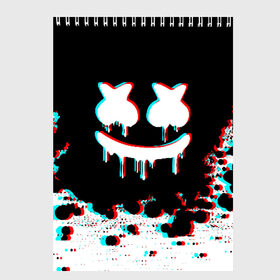 Скетчбук с принтом MARSHMELLO GLITCH в Петрозаводске, 100% бумага
 | 48 листов, плотность листов — 100 г/м2, плотность картонной обложки — 250 г/м2. Листы скреплены сверху удобной пружинной спиралью | america | dj | glitch | marshmello | usa | америка | глитч | маршмелло