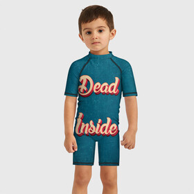 Детский купальный костюм 3D с принтом Dead inside в Петрозаводске, Полиэстер 85%, Спандекс 15% | застежка на молнии на спине | dead inside | дед инсайд
