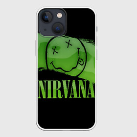 Чехол для iPhone 13 mini с принтом Nirvana в Петрозаводске,  |  | bleach | blew | cobain | dave | geffen | hormoaning | in utero | incesticide | krist | kurt | nevermind | nirvana | novoselic | rock | vevo | геффен | курт кобейн | нирвана | рок