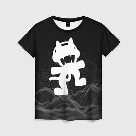 Женская футболка 3D с принтом MONSTERCAT в Петрозаводске, 100% полиэфир ( синтетическое хлопкоподобное полотно) | прямой крой, круглый вырез горловины, длина до линии бедер | cat | monster | monster cat | monstercat | кот | монстеркет