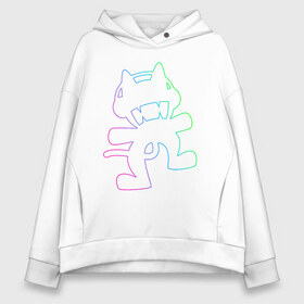 Женское худи Oversize хлопок с принтом MONSTERCAT в Петрозаводске, френч-терри — 70% хлопок, 30% полиэстер. Мягкий теплый начес внутри —100% хлопок | боковые карманы, эластичные манжеты и нижняя кромка, капюшон на магнитной кнопке | cat | monster | monster cat | monstercat | кот | монстеркет