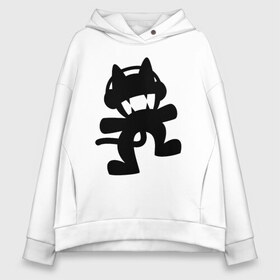 Женское худи Oversize хлопок с принтом MONSTERCAT в Петрозаводске, френч-терри — 70% хлопок, 30% полиэстер. Мягкий теплый начес внутри —100% хлопок | боковые карманы, эластичные манжеты и нижняя кромка, капюшон на магнитной кнопке | cat | monster | monster cat | monstercat | кот | монстеркет