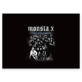 Поздравительная открытка с принтом Monsta X в Петрозаводске, 100% бумага | плотность бумаги 280 г/м2, матовая, на обратной стороне линовка и место для марки
 | dramarama | edm | hyungwon | idol | im | j pop | jooheon | k pop | kihyun | kpop | minhyuk | mv | shownu | the code | wonho | вонхо | монста х | хип хоп