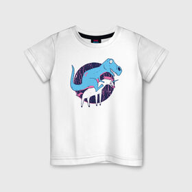 Детская футболка хлопок с принтом Рекс и Единорог в Петрозаводске, 100% хлопок | круглый вырез горловины, полуприлегающий силуэт, длина до линии бедер | rex | t rex | trex | unicorn | дино | динозавр | единорог | рекс | т рекс | ти рекс