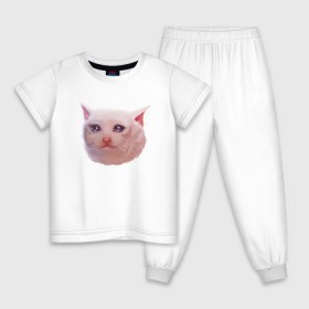 Детская пижама хлопок с принтом Плачущий кот в Петрозаводске, 100% хлопок |  брюки и футболка прямого кроя, без карманов, на брюках мягкая резинка на поясе и по низу штанин
 | cat | crying | meme | кот | мем | плачущий