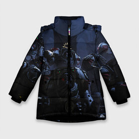Зимняя куртка для девочек 3D с принтом WARHAMMER 40K в Петрозаводске, ткань верха — 100% полиэстер; подклад — 100% полиэстер, утеплитель — 100% полиэстер. | длина ниже бедра, удлиненная спинка, воротник стойка и отстегивающийся капюшон. Есть боковые карманы с листочкой на кнопках, утяжки по низу изделия и внутренний карман на молнии. 

Предусмотрены светоотражающий принт на спинке, радужный светоотражающий элемент на пуллере молнии и на резинке для утяжки. | abaddon | armada | battlefleet gothic | black legion | warhammer 40k | абаддон | чёрный легион