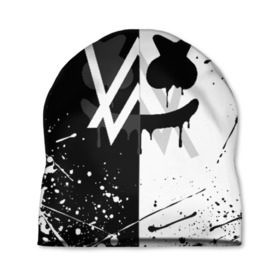 Шапка 3D с принтом ALAN WALKER x MARSHMELLO в Петрозаводске, 100% полиэстер | универсальный размер, печать по всей поверхности изделия | alan walker | aw | electro | electro music | marshmello | music | алан уокер | маршмелло | музыка | музыкант | электро | электронная музыка